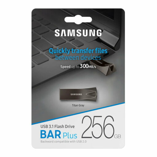 SAMSUNG BAR Plus 256GB – 400MB/s USB 3.1 Flash Drive Titan Gray (MUF-256BE4/AM)