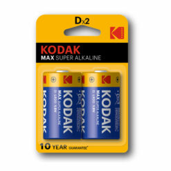 KODAK D Max Super Alkaline 1.5v Batteries 10-Year Shelf Life (2 Pack)