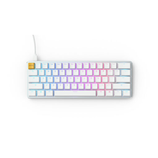 Glorious GMMK COMPACT (60%) , Modular Mechanical Gaming Keyboard - US (ANSI) 61/62 Keys -Removable USB Cord , RGB LED Backlit, Hot Swap Switches (White Ice Edition/Brown Switches)