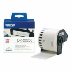 Brother DK-22205 Original 62mm x 30.48m Black on White Continuous Paper Tape