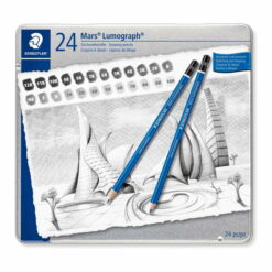 Staedtler Metal Case Containing 24 Pack Drawing Pencils in Assorted Degrees