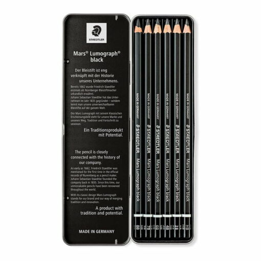 Staedtler Mars Lumograph Black, Carbon Blend, Professional Art Pencils, (100B G6)