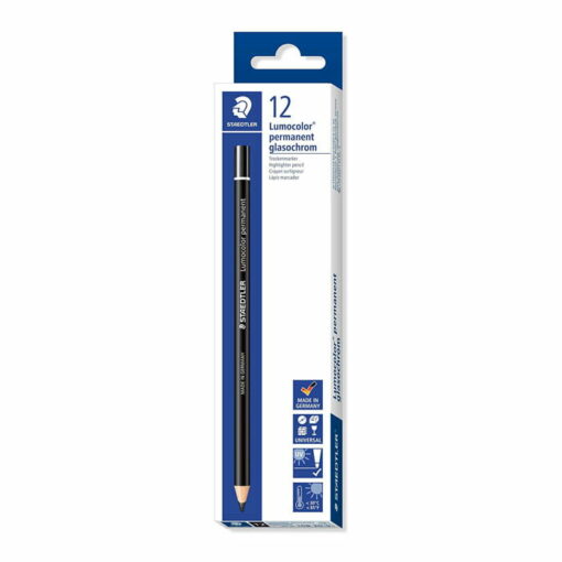 Staedtler Lumocolor Permanent Glasochrom (108 20) Dry Marker Pencil – Black