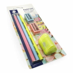 Staedtler Pastel Line Pencil Set | 3 HB Pencils 2 Erasers 1 Sharpener