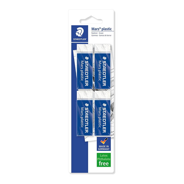 Staedtler (52650BK4DA) Mars Plastic Eraser 4 Pack  |  Office Solutions  |  Office & School Supplies  |  Writing Tools  |  Erasers