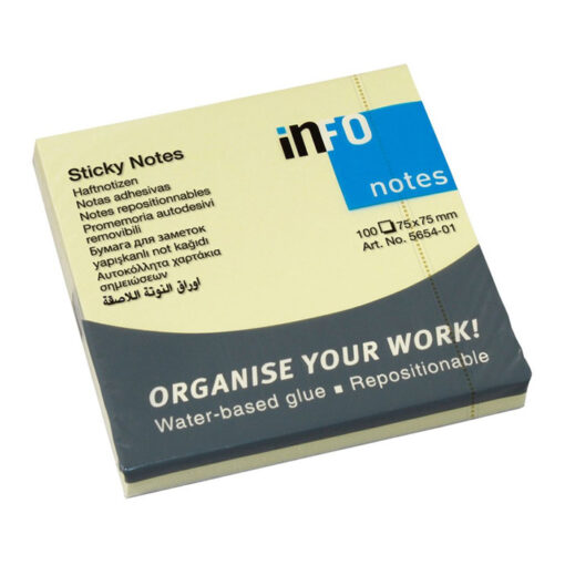 inFO Sticky Notes 75×75 mm 100 Sheets Multi Color