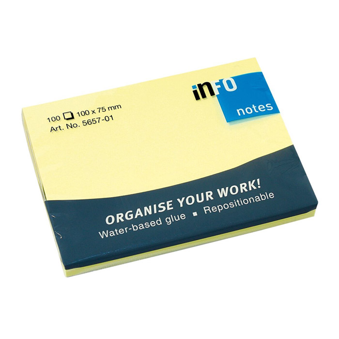 inFO Sticky Notes 100×75 mm 100 Sheets  |  Office Solutions  |  Office & School Supplies  |  Papers  |  Adhesive Note Pads & Flags