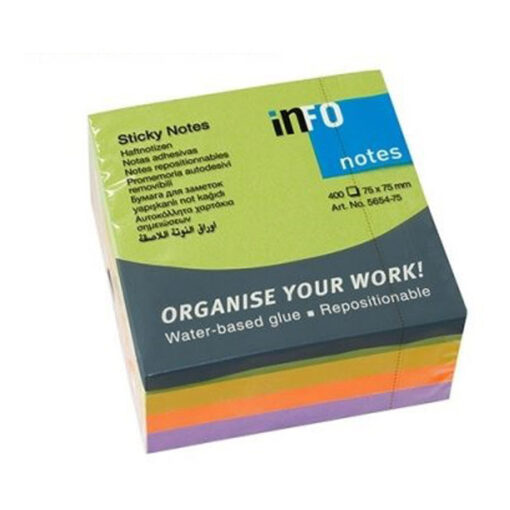 inFO Sticky Notes 75×75 mm 400 Sheets Multi Color