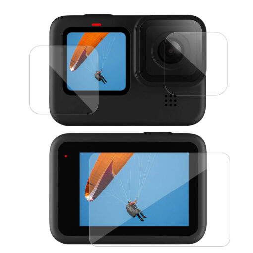 واقي شاشة زجاجي فائق الوضوح LCD + واقي عدسة 3 قطع لكاميرا GoPro