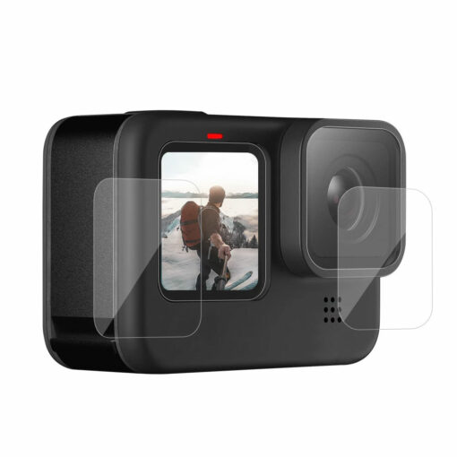 واقي شاشة زجاجي فائق الوضوح LCD + واقي عدسة 3 قطع لكاميرا GoPro