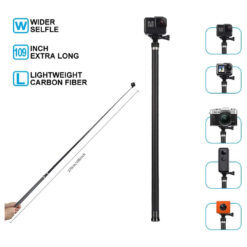 TELESIN 8.9 ft (2.7 m) Extra Long Carbon Fiber Selfie Stick, (54.5 – 270 cm) Suitable for Gopro Hero11 Hero10 Hero9 Hero8/7/6/5/4/3, DJI Osmo Action 2 One X3 One R Go 2 Action Camera
