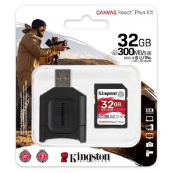 Kingston 32GB SDXC Canvas React Plus: High-Capacity Memory Card | Up to 300MB/s Read