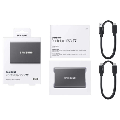 سامسونج T7 2 تيرابايت: SSD محمول USB 3.2 | ما يصل إلى 1050 ميجابايت/ثانية | رمادي