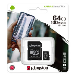 Kingston Canvas Select Plus 64GB Micro SD Card and SD Adapter SDCS2/64GB