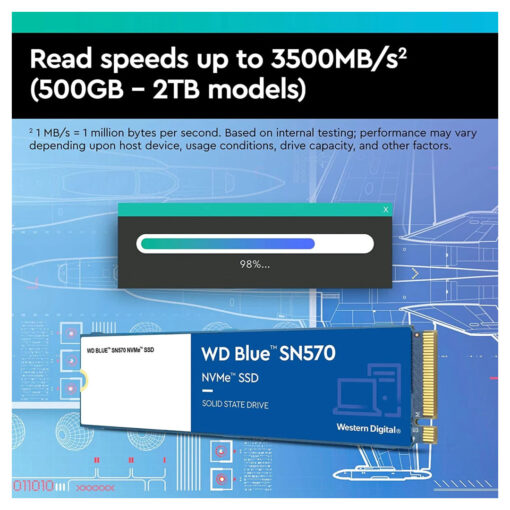 WD Blue SN570 NVMe M.2 500GB: SSD | PCI-Express 3.0 x4 | Up to 3,500 MB/s