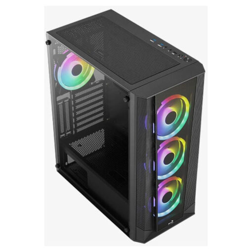 AeroCool Prism FRGB ATX High-Performance Mid Tower Tempered Glass Gaming Case – Full TG Design with FRGB Fans