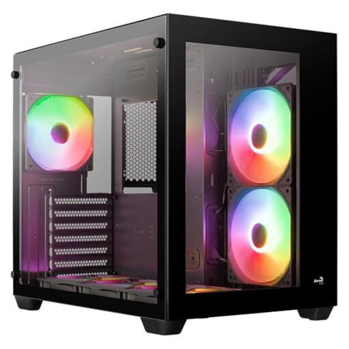 AeroCool Dryft ARGB Stylish w/ Panoramic View ATX Mid Tower Tempered Glass Gaming Case – 6 ARGB Fans