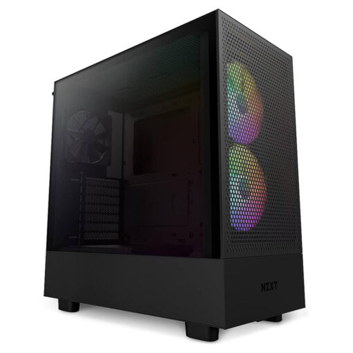 NZXT H5 Flow RGB ATX Tempered Glass Mid Tower Gaming Case – Matte Black Brilliance