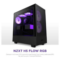 NZXT H5 Flow RGB ATX Tempered Glass Mid Tower Gaming Case – Matte Black Brilliance