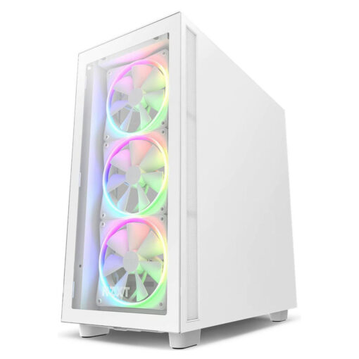 NZXT H7 Elite ATX Tempered Glass Mid Tower Gaming Case – Matte White Beauty with RGB Fans