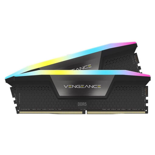 مجموعة ذاكرة CORSAIR VENGEANCE RGB 32GB (2x16GB) DDR5 RAM 6000MT/s CL30 باللون الأسود