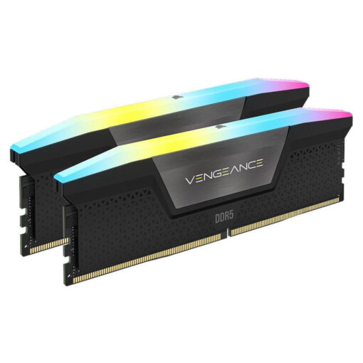 مجموعة الذاكرة CORSAIR VENGEANCE RGB 32GB (2x16GB) DDR5 6400MT/s CL32 باللون الأسود