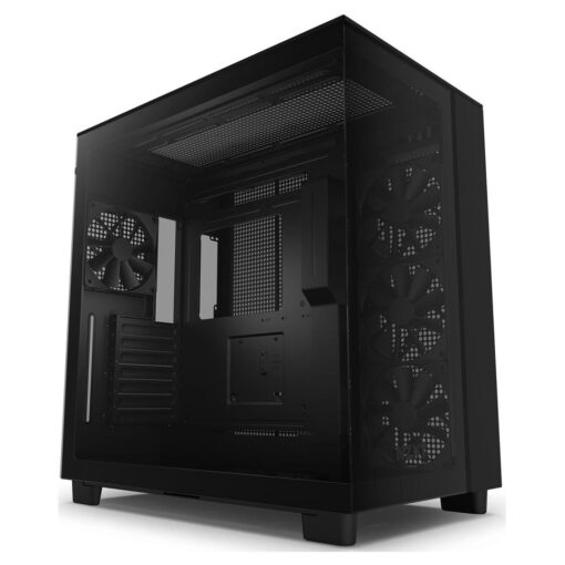 NZXT H9 Flow Perforated Dual-Chamber Mid-Tower Tempered Glass Gaming Case – Black Excellence
