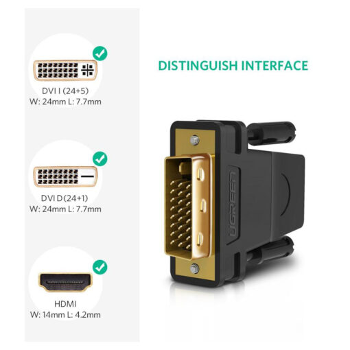 UGREEN HDMI Female to DVI 24+1 Male Adapter (20124) – HDMI to DVI Adapter for Enhanced Connectivity