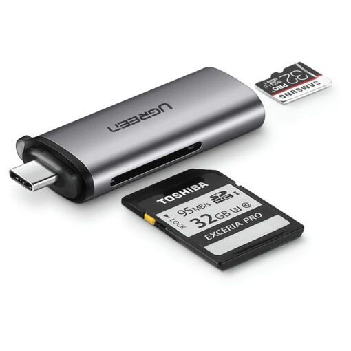 قارئ بطاقات UGREEN USB-C TF/SD (CM184) - قراءة بطاقة USB-C في شكل مضغوط