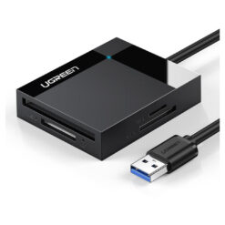 قارئ بطاقات UGREEN 4 في 1 USB 3.0 SD/TF - 1M (CR125) - حل مدمج لقراءة البطاقات بطول إضافي
