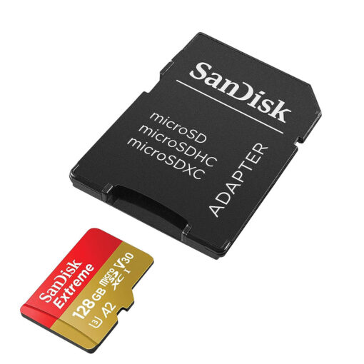 بطاقة الذاكرة SanDisk Extreme microSDXC UHS-I سعة 128 جيجابايت + محول