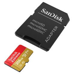 بطاقة ذاكرة SanDisk Extreme microSDXC UHS-I سعة 256 جيجابايت + محول