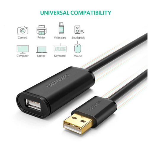 UGREEN US103 USB 2.0 كابل تمديد نشط - 1 متر - كابل تمديد USB 2.0 نشط قصير للتركيبات المدمجة