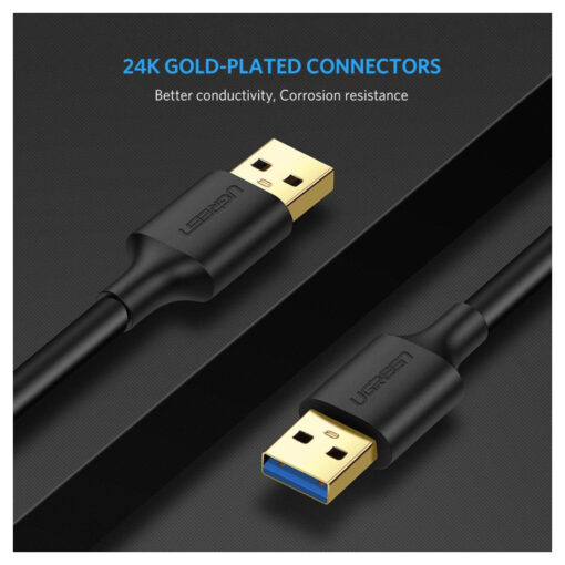UGREEN US128 كابل USB 3.0 ذكر إلى ذكر - 2 متر - قياسي - طول كابل USB 3.0 ذكر إلى ذكر لتطبيقات مختلفة