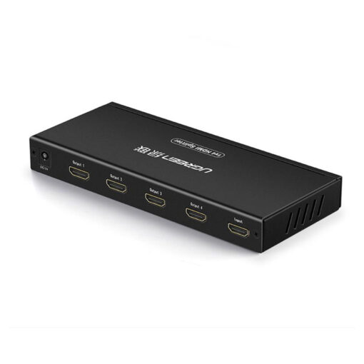 UGREEN 40202EU 1x4 HDMI Splitter - Black: Splits one HDMI input into four outputs, featuring a sleek black design.