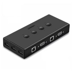 UGREEN CM154 4 Port USB KVM Switch Box: Facilitates control of multiple computers using a single USB keyboard, video monitor, and mouse.