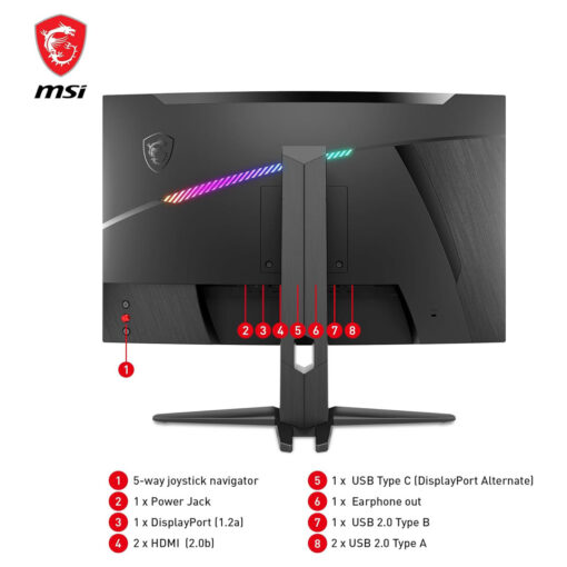 MSI MAG 325CQRF-QD 31.5″ Curved Gaming Monitor, 2560 x 1440 (QHD) Rapid VA with Quantum Dot, 1 ms, 170Hz, FreeSync Premium, HDR Ready, 1000R, HDMI, DisplayPort, Tilt and Height Adjustable