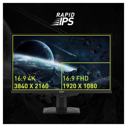 MSI MAG274UPF, 27″ 3840 x 2160 (UHD), 4K Rapid IPSGaming Monitor, 1 ms, 144Hz, FreeSync Premium, HDR400, G-Sync Compatible, HDMI, DisplayPort, Tilt, Swivel, Pivot and Height Adjustable