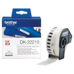 Brother DK-22210 Original 29mm x 30.48m Black on White Continuous Paper Tape