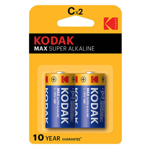 KODAK Max Alkaline LR14/C Batteries 10-Year Shelf Life (2 Pack)