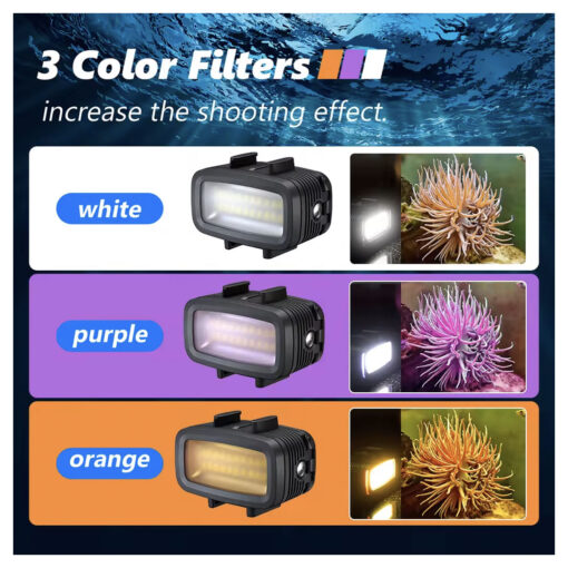 ضوء LED مقاوم للماء للغوص تحت الماء لكاميرا GoPro