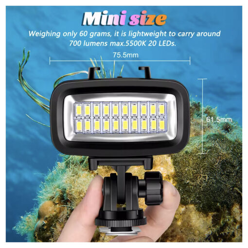 ضوء LED مقاوم للماء للغوص تحت الماء لكاميرا GoPro