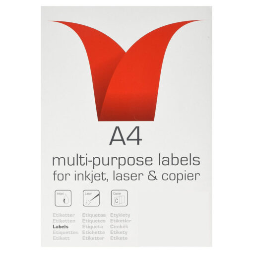 Stampiton Multi-Purpose Self Adhesive Labels – 4 Labels Per Sheet 192mm x 62mm (Pack of 100 Sheets)