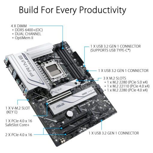 Asus Prime X670-P AMD X670 Socket AM5 ATX DDR5-SDRAM Motherboard