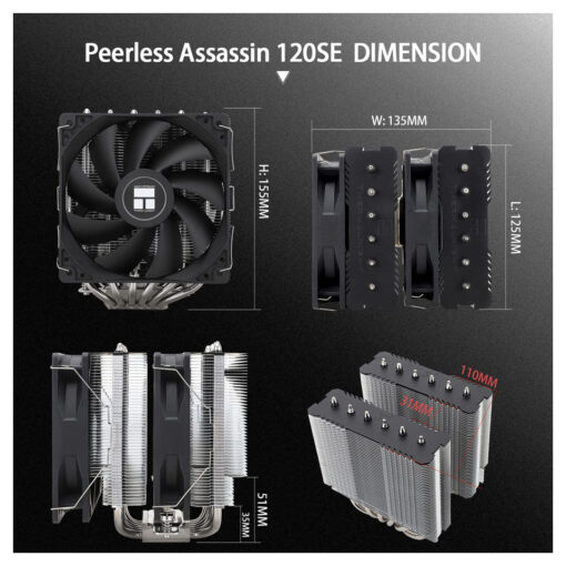 Thermalright Peerless Assassin 120 SE CPU Cooler – 6 Heat Pipes, Dual 120mm PWM Fans