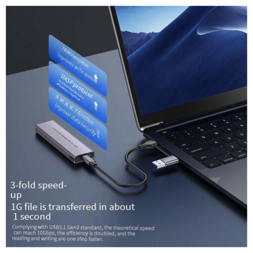 ⁦HAING Aluminum NVME M.2 Dual-Protocol SSD Enclosure⁩ - الصورة ⁦3⁩