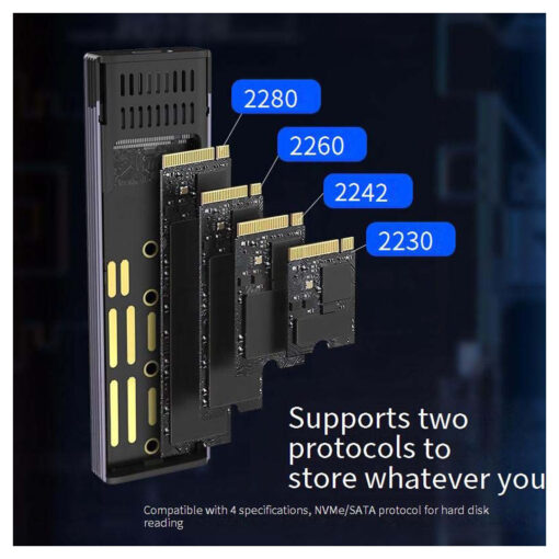 ⁦HAING Aluminum NVME M.2 Dual-Protocol SSD Enclosure⁩ - الصورة ⁦4⁩