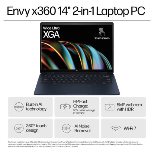 HP Envy x360 14-fc0046ne | Intel Core Ultra 7 155U, Built-in AI, 14" 360° Touch WUXGA 300nits, Tilt Pen - Atmospheric Blue - Image 6