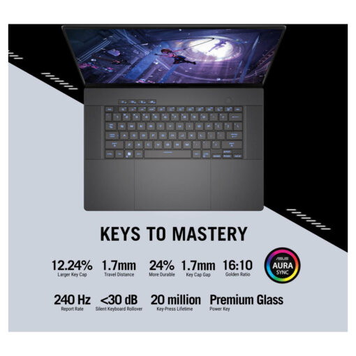 ASUS ROG Zephyrus G16 Gaming Laptop - Intel Core Ultra 7 Processor, NVIDIA GeForce RTX 4070, 32GB DDR5X, 16" WQXGA OLED 240Hz, ROG Zephyrus Sleeve, ROG Impact Mouse & Windows 11 - Image 7