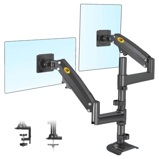 NB North Bayou GF35 Dual Arm Gas-Spring Monitor Desk Mount for 17-27 Inch Screens